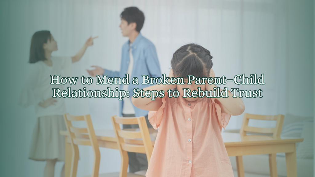 Child covering her ears during a tense parent-child conflict at home