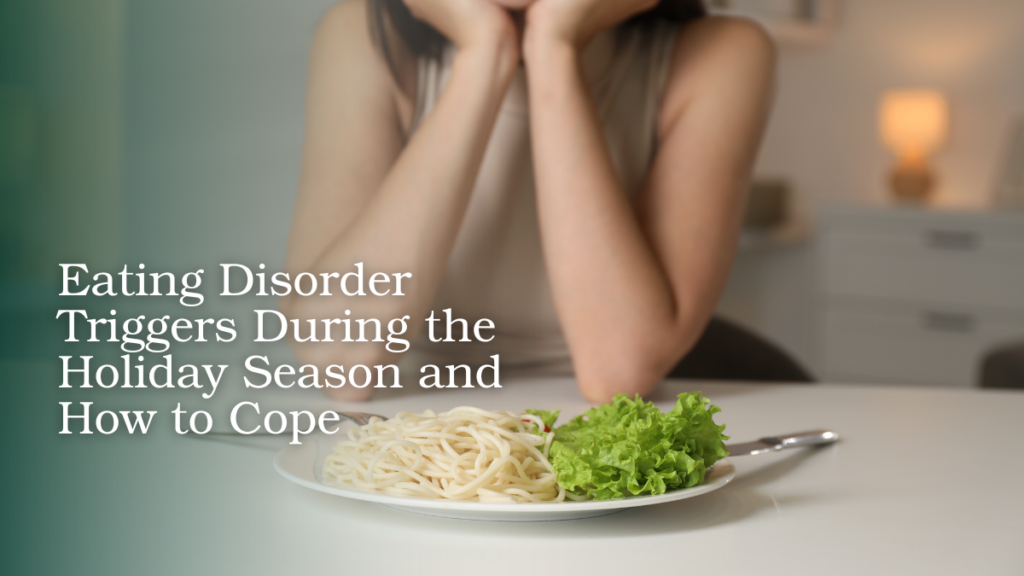 Person feeling distressed around food during the holiday season