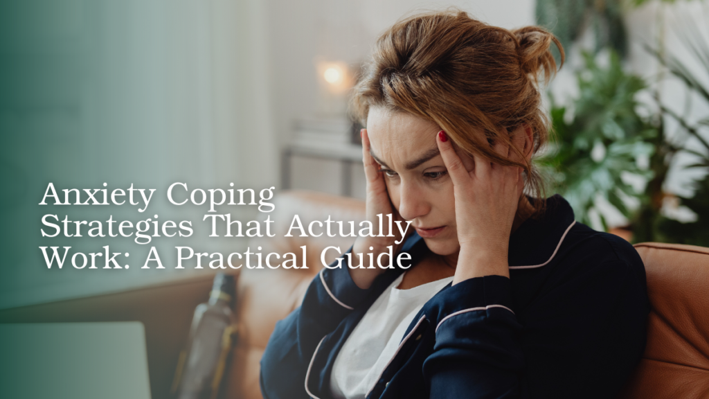 Woman experiencing stress while using coping strategies to manage anxiety