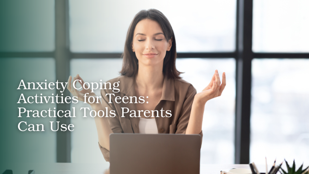 Parent using calming techniques to support a teenager with anxiety