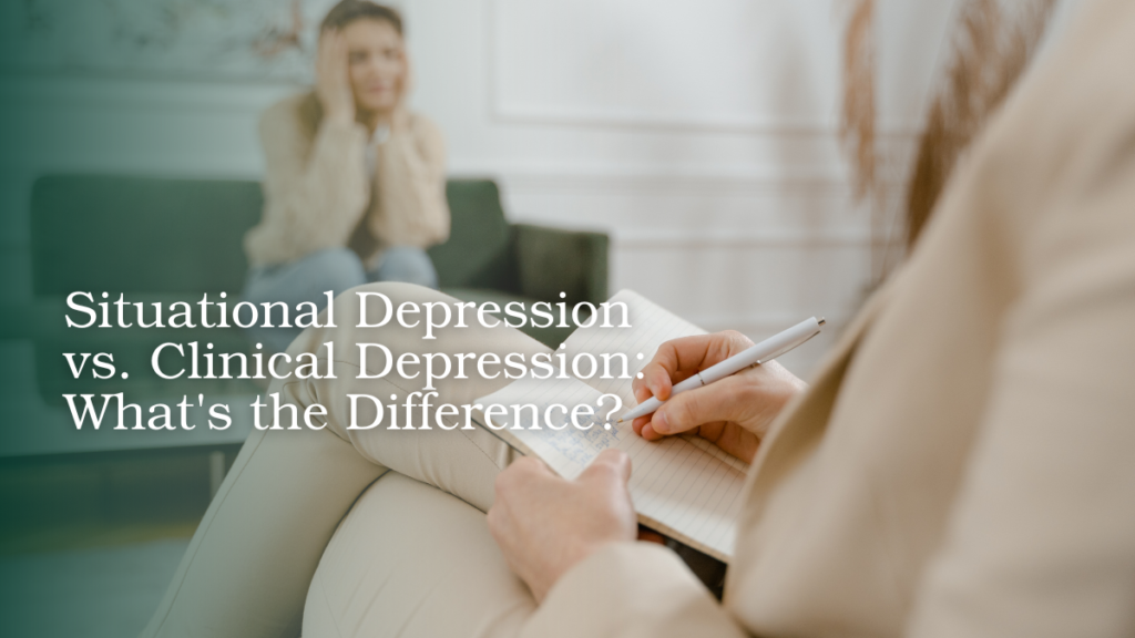 Therapist speaking with a client about situational and clinical depression