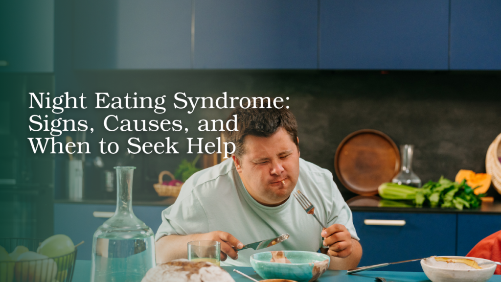 Man eating a meal at a kitchen table