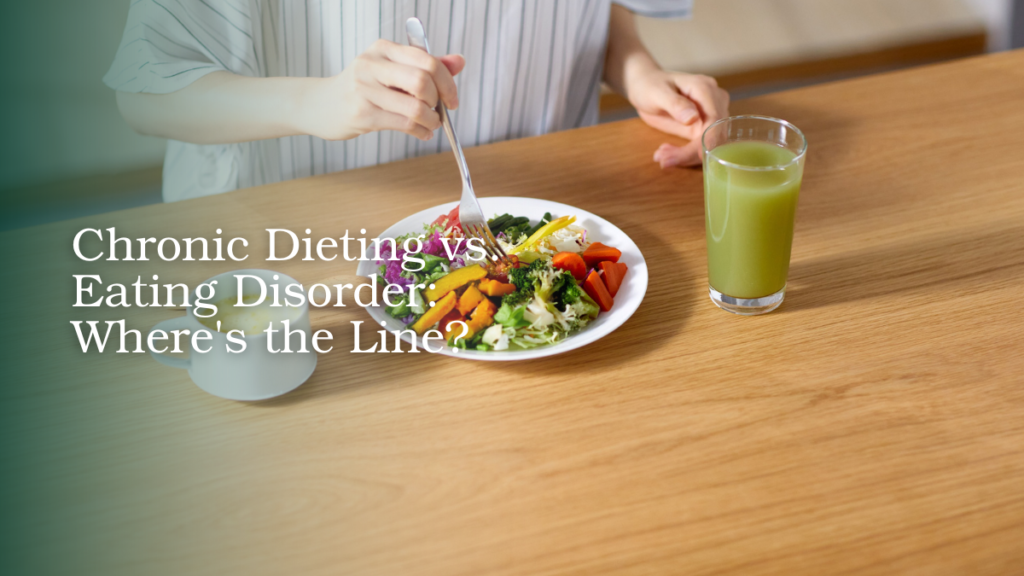 Person eating a meal while experiencing concerns related to restrictive dieting
